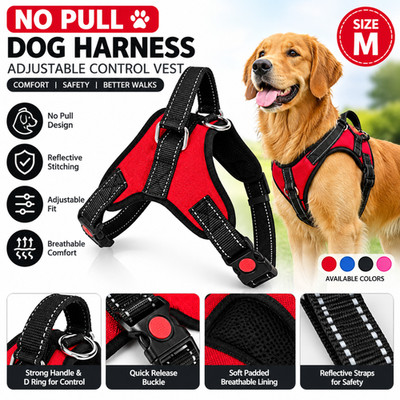 No Pull Dog Pet Harness Adjustable Control Vest Dogs Reflective M (9x18kg)