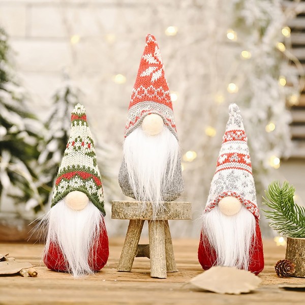 Weihnachtsdeko Wichtel Figuren 3 StüCk PlüSch Weihnachtsmann Gnom Klein-image