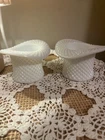 Set of 2 Vintage Westmoreland White Milk Glass English Hobnail Pattern Top Hat