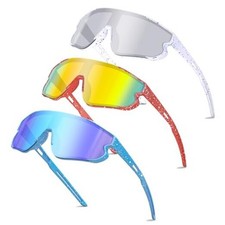 3PACK Kids Sunglasses Youth Baseball White Frame Red Frame  Blue Frame