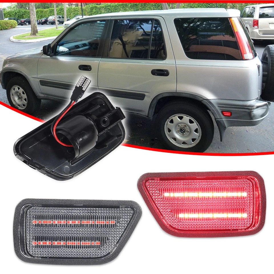 For Honda CR-V 1997-2001 Rear Left & Right Clear Red LED Side Marker Lights Pair - Image 2 of 4