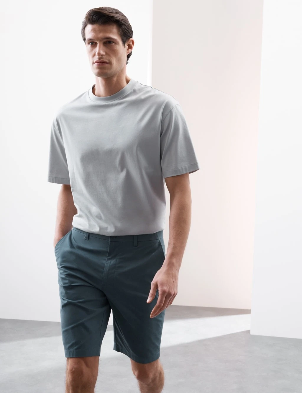 M&S - Autograph Mens Cotton Chino Shorts in Air Force Blue