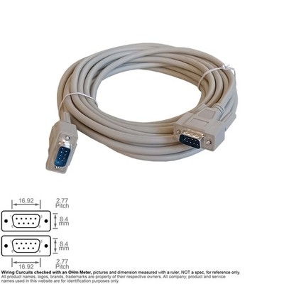 Cable Serial RS-232 DB9 DB 9-Pin Male Male RS232 25FT Straight-Thru