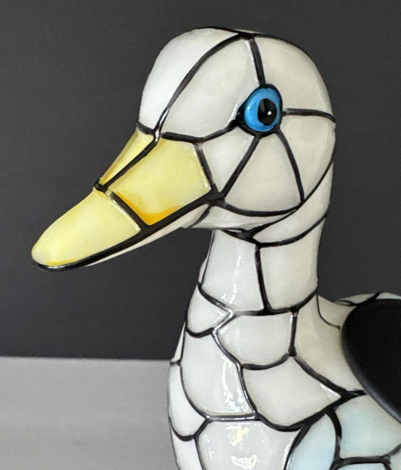 Solar Tiffany Duck Statue Plastic Display 10” Tall x 8” Long Tested Works Unique - Image 3 of 4