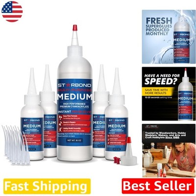 Pro CA Glue Kit: 16oz Bulk Refill, Fast Drying, Waterproof, Wood & Hobby