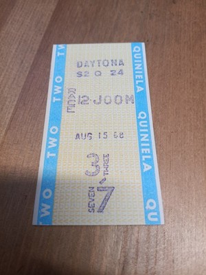 Dania Jai Alai Ticket  Daytona  FL  Quiniela Bet  1968 Florida Sports Australian
