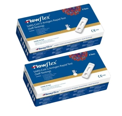 10 FlowFlex Covid 19 Tests - 5 Pack x 2 - Antigen Lateral Flow Test Long Expiry