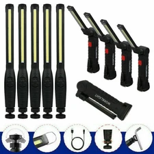 USB Rechargeable LED Work Light Magnet Flashlight Hook Folding Torch Lamp 5Mode.