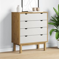 Schubladenschrank Otta Massivholz 76,5X39,5X90 Cm Braun Weiß