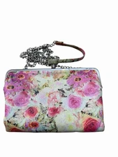 Hobo The Original Floral Leather Chain Crossbody Organizer Handbag 