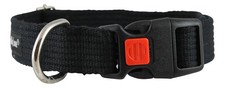 Soft Cotton Web Adjustable Dog Collar with Locking Device 4 Sizes Black