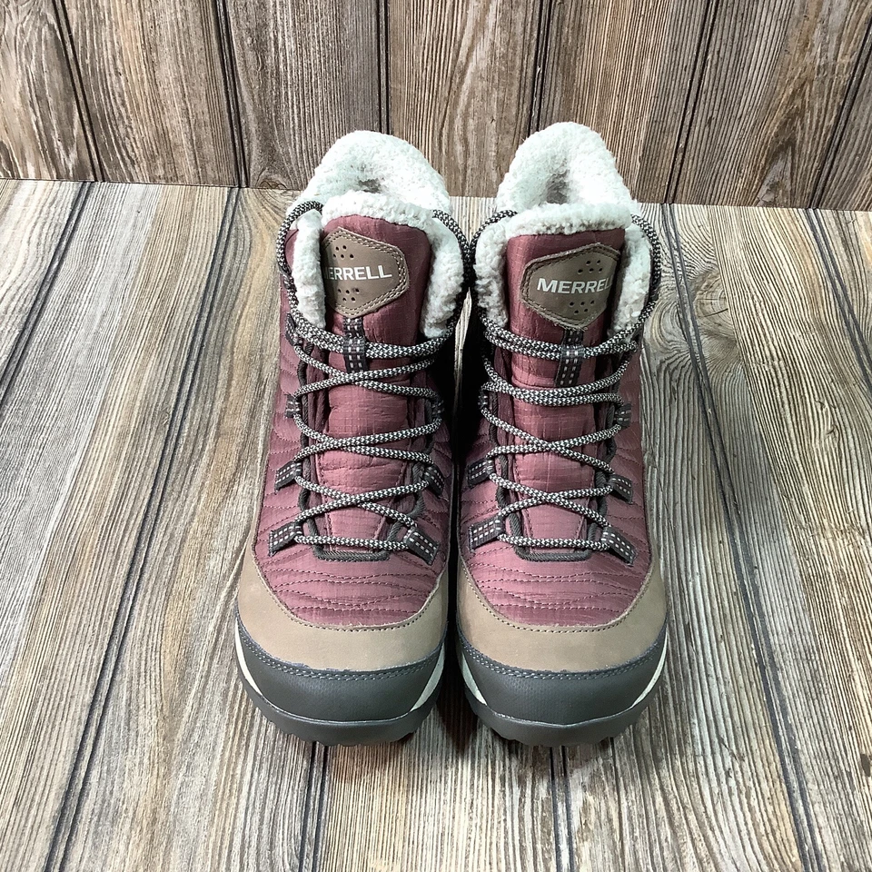 Merrell 女式 Antora 防水运动鞋 徒步雪地靴 栗色 J066930 7.5 美国 — 第 2/4 张图片