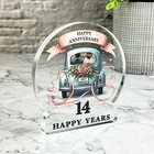 14th Wedding Anniversary Gift Romantic Floral Car Keepsake Snowglobe Plaque