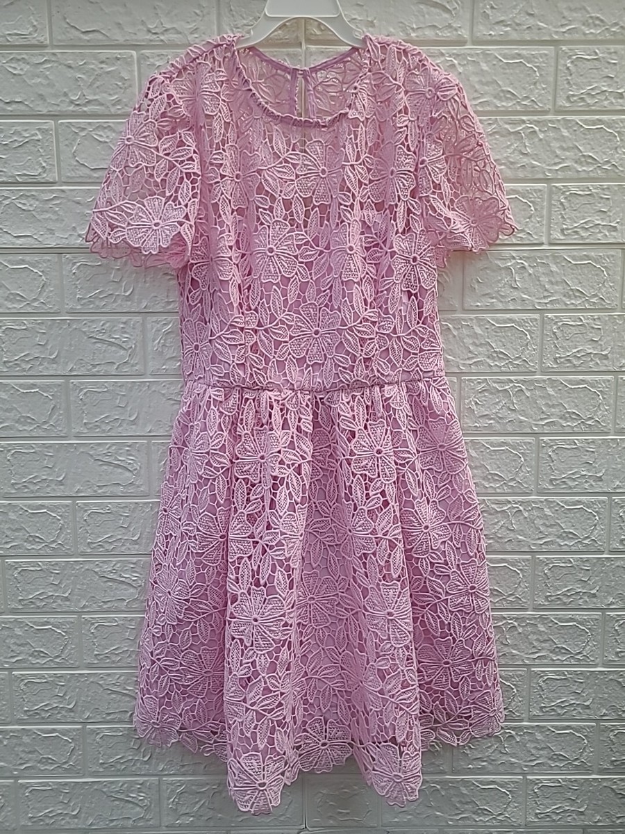 lace mini dress pink Clothing: Dresses: 'Alice' Perfectly Mini Length = 32Self Rosetta Mini Dress ~ Pink