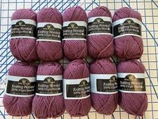 Coats & Clark Royal Mouline DUSTY VIOLET Lot 10 Skeins Yarn 100% Wool