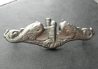 Navy Submarine Dolphins Enlisted Warfare Full Service Pin Badge 2 7/8 USN Pewter