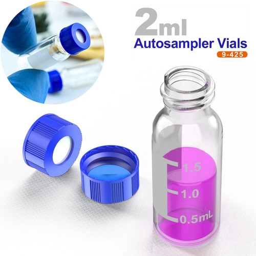 2000-2 ml Autosampler Fläschchen 9-425 klar Schraubverschluss|250 ul Fläschcheneinsätze Micro-Insert - Bild 16 von 28