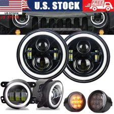 For Jeep Wrangler JK 2007-2018 Combo DOT 7'' LED Headlights Turn Fog Lights Kits