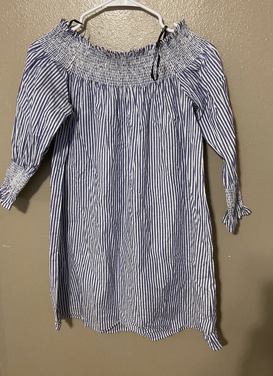 striped off the shoulder dress forever 21 Forever 21 Womens White Dress Bodycon Striped Off The Shoulder Size S