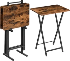 Folding TV Tray Table, TV Trays for Eating Set of 4 with Stand, Folding TV Dinne