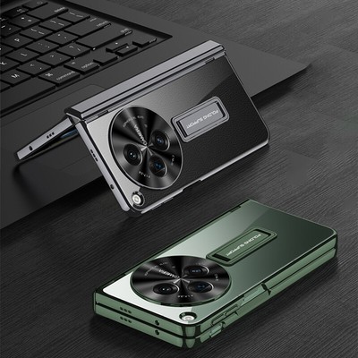 For OnePlus Open Magnetic Hinge Protection Clear PC Case Kickstand Screen Cover