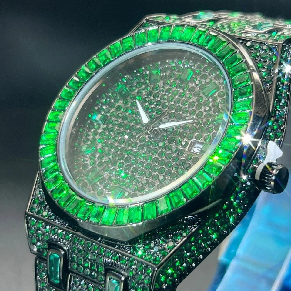 Mens Luxury Diamond Watch Hip Hop Unique Iced Out Luminous Wristwatch Gift - image 2 of 4