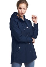 Ellos Women's Plus Size Snap-front Hooded Raincoat