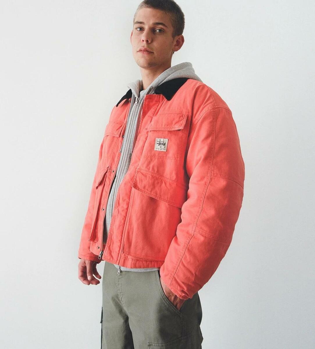 STUSSY WASHED CANVAS SHOP JACKET ORANGE Size M