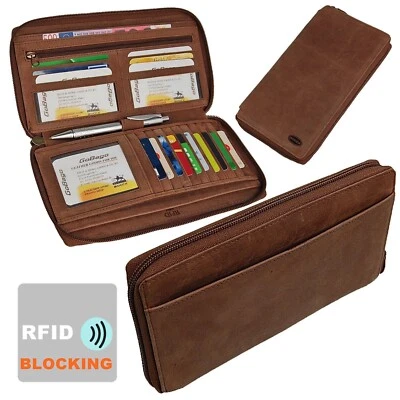 BOCCX Tickettasche Reise Organizer RFID Reisebrieftasche Leder Reiseorganizer