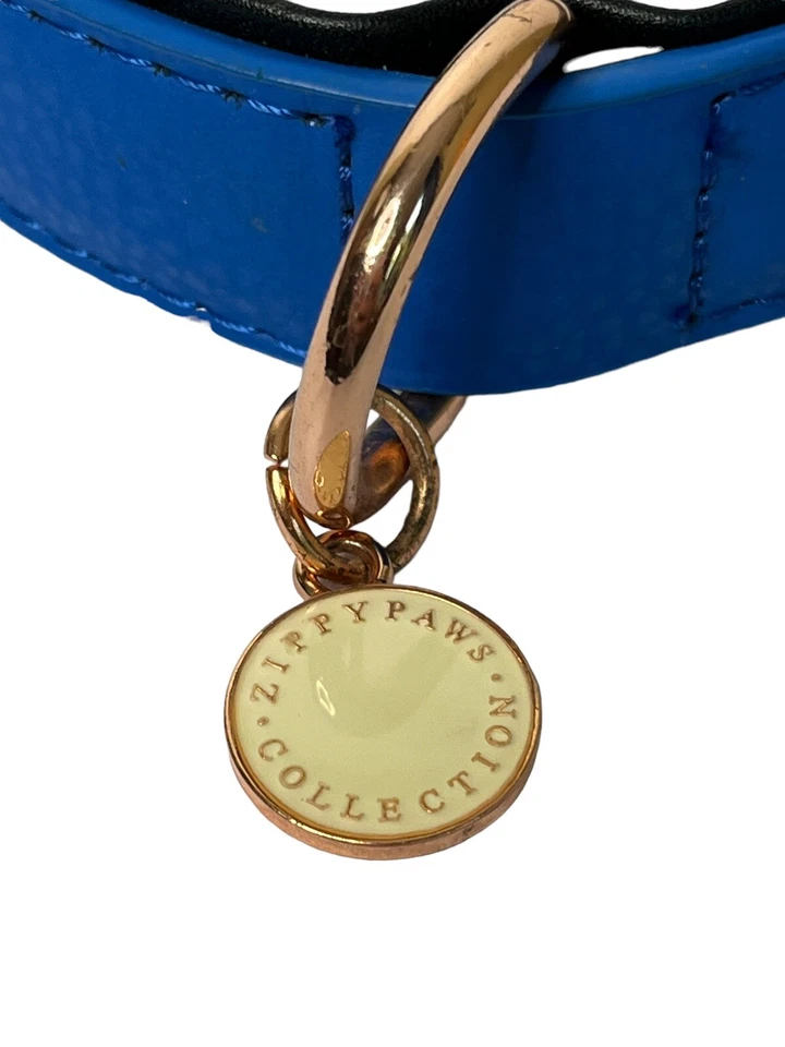 Zippy Paws Vivid Leather Dog Collar, Cobalt Blue/ Rose Gold Hardware Fits 19-22” - Image 2 of 4
