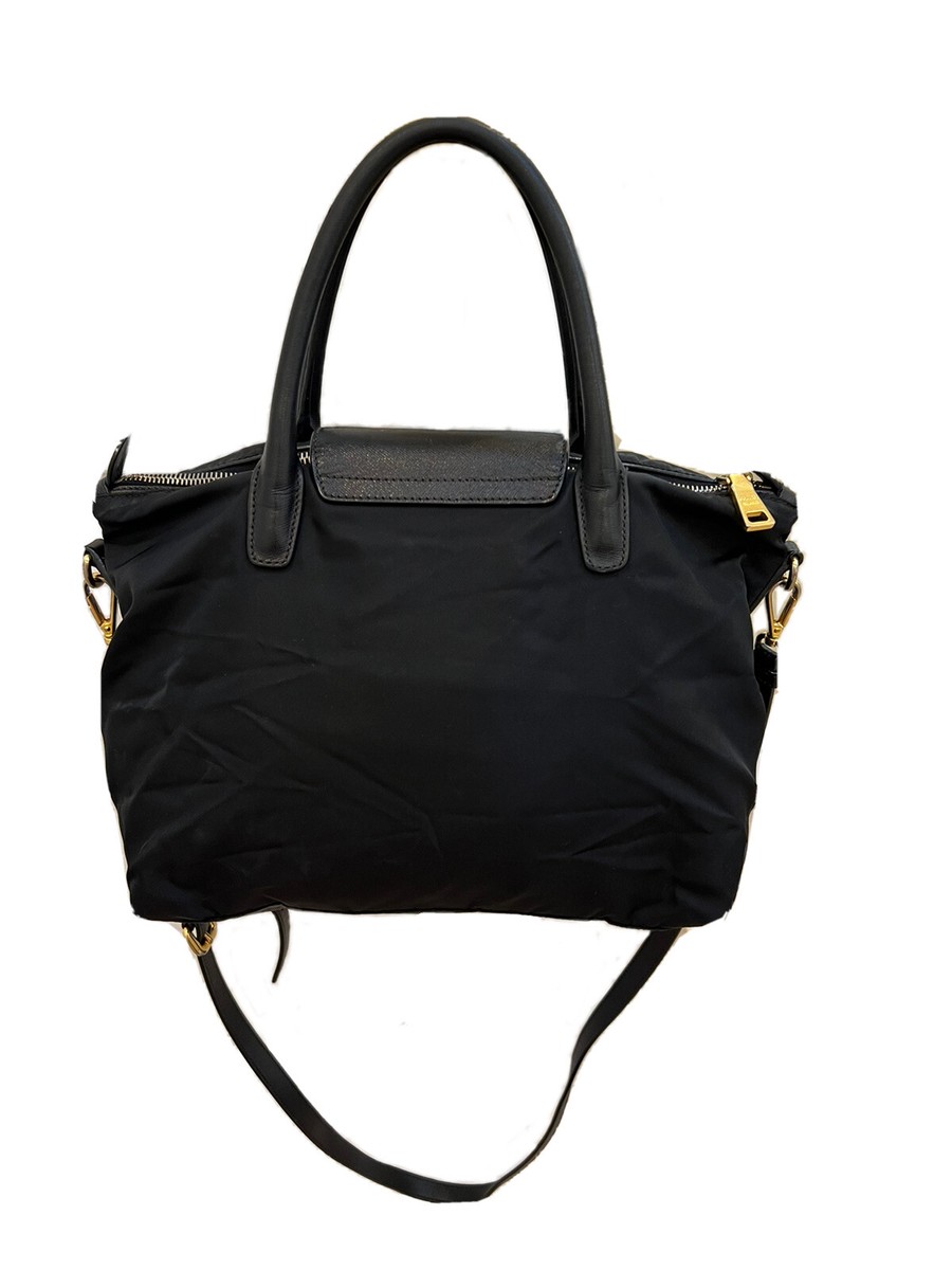 JomaShop.com Prada Ladies Pattina Tessuto Leather Crossbody - Black 1850.00