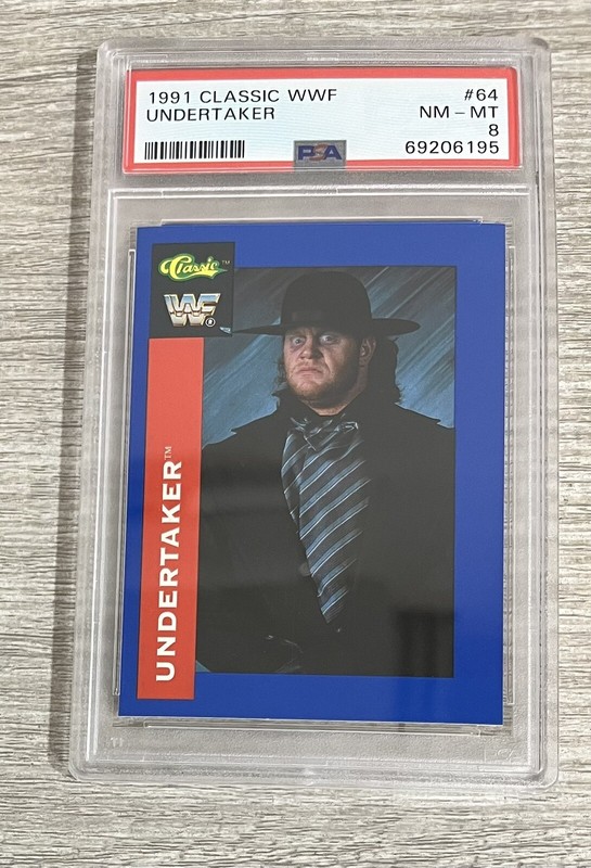 1991 Classic WWF Wrestling Undertaker Rookie Portrait RC #64 PSA 8 NM-MT G8A
