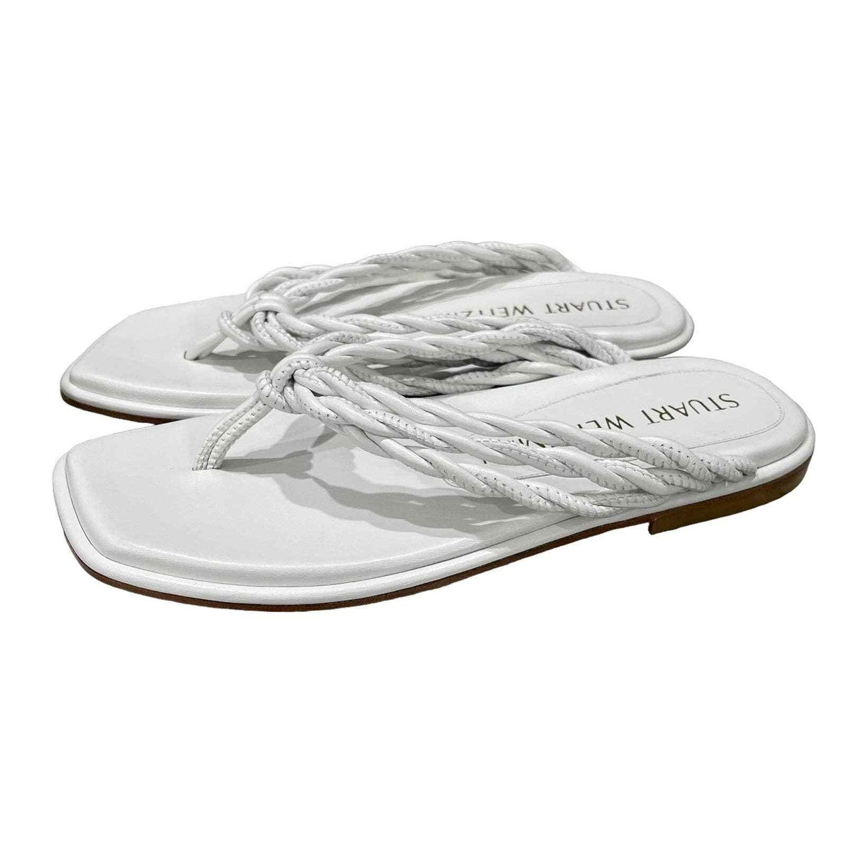 STUART WEITZMAN カリフソ フレイテット ストラッフ サンタル Stuart Weitzman Braided Calypso Leather Flip Flops | eBay