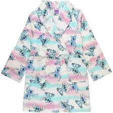 New Disney Lilo  Stitch Girls Soft Rainbow Robe Housecoat Cover Up Size 4