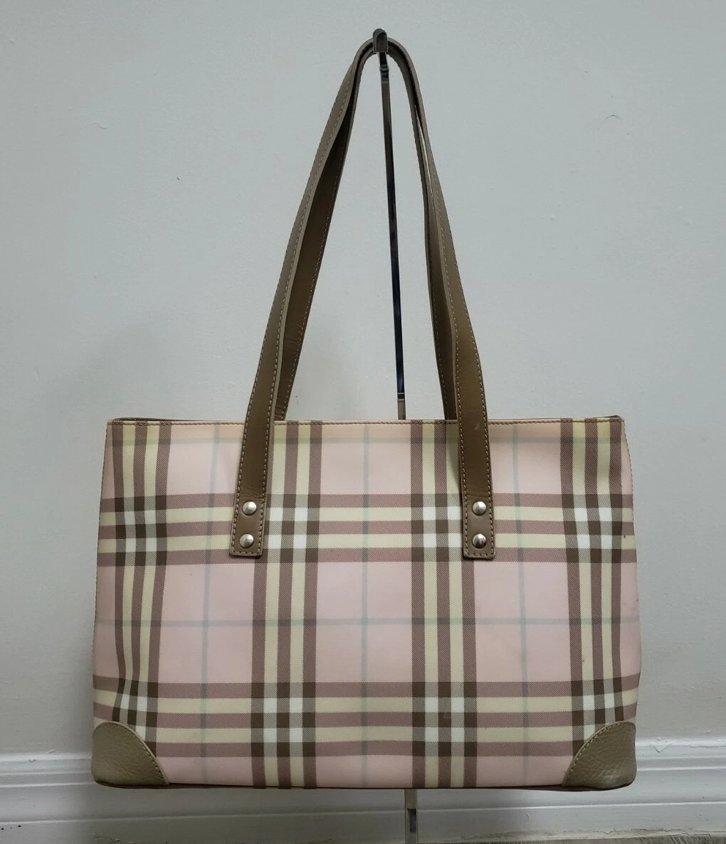 Burberry London Pink Nova Check Pvc Zip Top Tote, please read