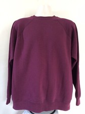 Vtg Early 90s Hanes Plain Purple Raglan Sweatshirt XL Plum Blank Made In USA
