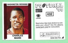 1988 Panini Mini Football Album Sticker Charles Mann #432 Redskins👍