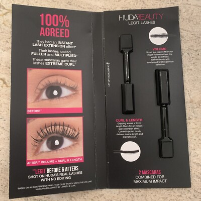 2 X Huda Beauty Legit Lashes 2 Mascaras Combined For Maximum