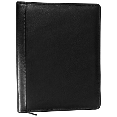 Handgefertigtes Echtleder-Portfolio, A4 Dokumentenetui Ordner Reißverschluss Padfolio - schwarz