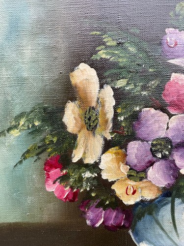 Impressionist Blumenstillleben mit Anemonen Ölgemälde Jugendstil 1921 - Bild 5 von 14