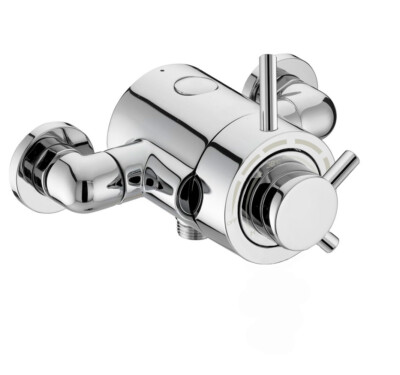 Nes Home Rund Aufputz Thermostat Mischventil, Schiebeschiene & Mobilteil Chrom
