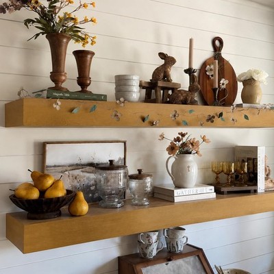 24'' 2Pcs Solid Wood Floating Shelves - 30lbs Capacity for Wall Storage