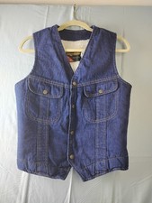 Vintage King O Winter Denim Vest Mens Small Lined Western Cowboy USA Made