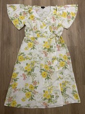 Lipsy Linen Cotton Wrap Dress, Women’s Size 16 Floral Cottagecore Wedding Boho
