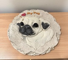 I Love My Pug 3D Garden Stone Wall Plaque Dog