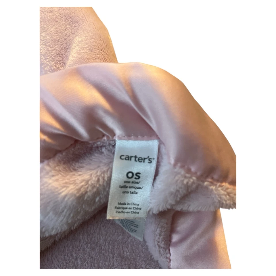Carters CUTIE Heart Pink Baby Girl Blanket With Matte Satin Trim HTF - Image 4 of 4