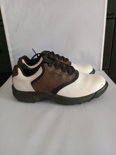 Footjoy Golf Shoes GreenJoys 45516 White & Brown Leather Soft Spike Size 8.5 M