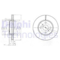 Delphi 2X Bremsscheibe Vorne Ø255 Mm FüR Toyota Yaris _P9_ 1.0 Vvt-I 1.3