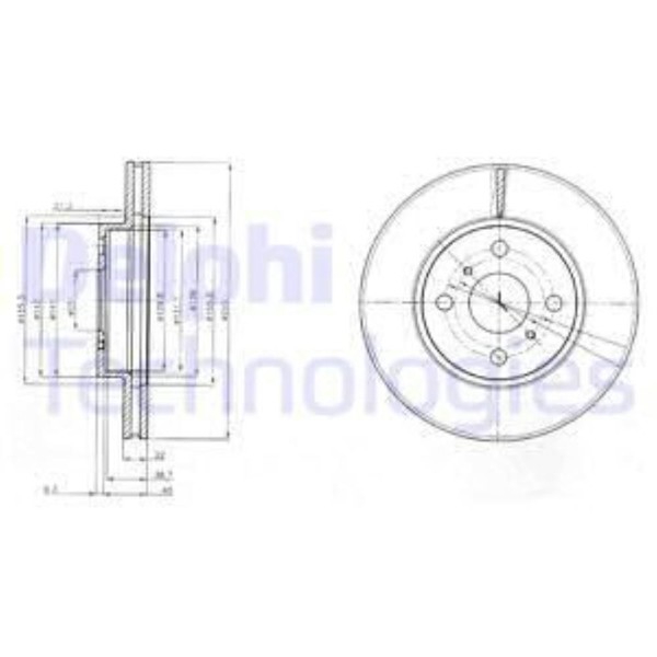 Delphi 2X Bremsscheibe Vorne Ø255 Mm FüR Toyota Yaris _P9_ 1.0 Vvt-I 1.3-image