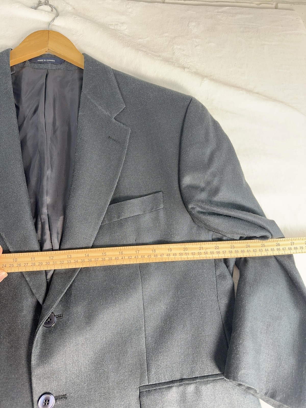 Chaps Blazer Mens 44 Short Gray Solid Two Button … - image 2